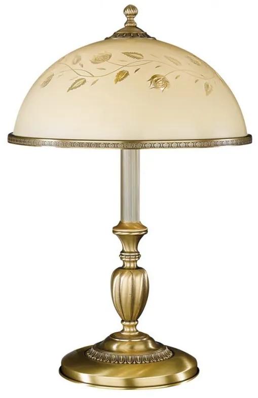 Veioza / Lampa de masa din alama cu sticla decorata design italian H-56cm 6208
