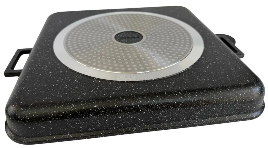 Tava marmorata grill cu capac, 34 CM, patrata, Herzog HR 5233
