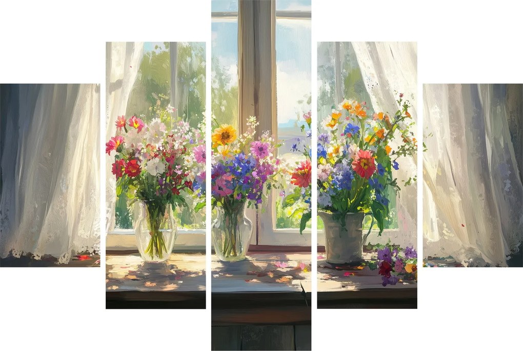 Tablou - Buchet la fereastră (150x105 cm)