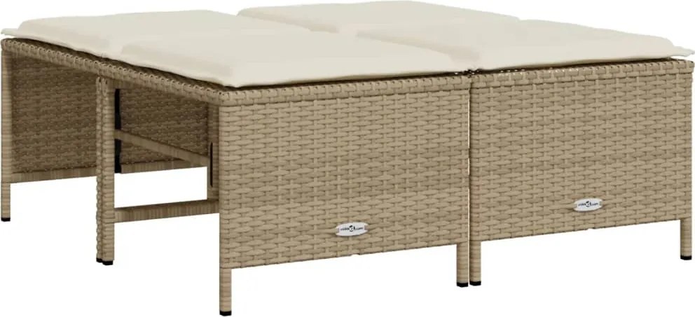 vidaXL Scaune de grădină cu perne, 4 buc., bej, poliratan