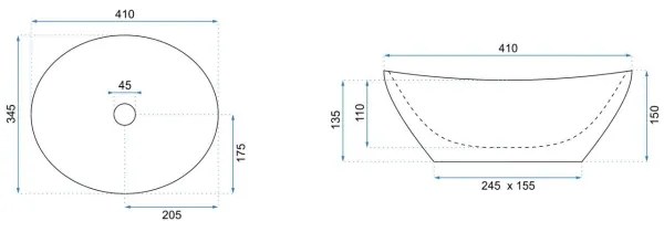 REA-U0133 - Lavoar pentru blat SOFIA 34,5 x 41 cm ceramică/alb lucios