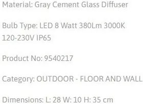 Stalp LED mic pentru exterior design modern IP65 Cairo gri