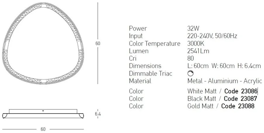 Plafoniera LED dimabila design slim Axel auriu 60cm