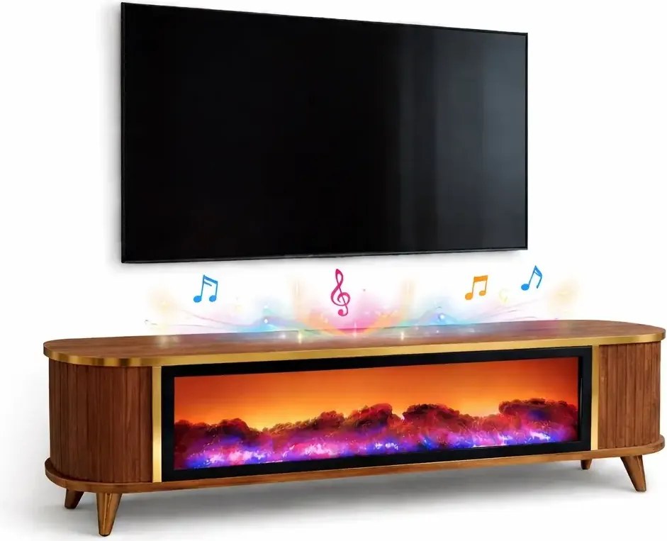 Comoda tv cu semineu Royal, cu led, 160 cm.nuc