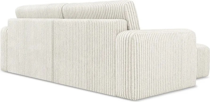 Colțar crem extensibil/cu spațiu de depozitare cu tapițerie din catifea reiată (cu colț pe partea stângă/cu șezlong) Kona – Makamii