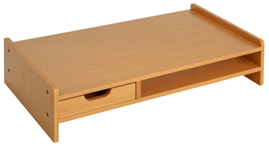 HOMCOM Suport pentru Monitor cu Spațiu pentru Mouse și Tastatură și Raft de Depozitare, 49x25,5x11,5 cm, Natural | Aosom Romania