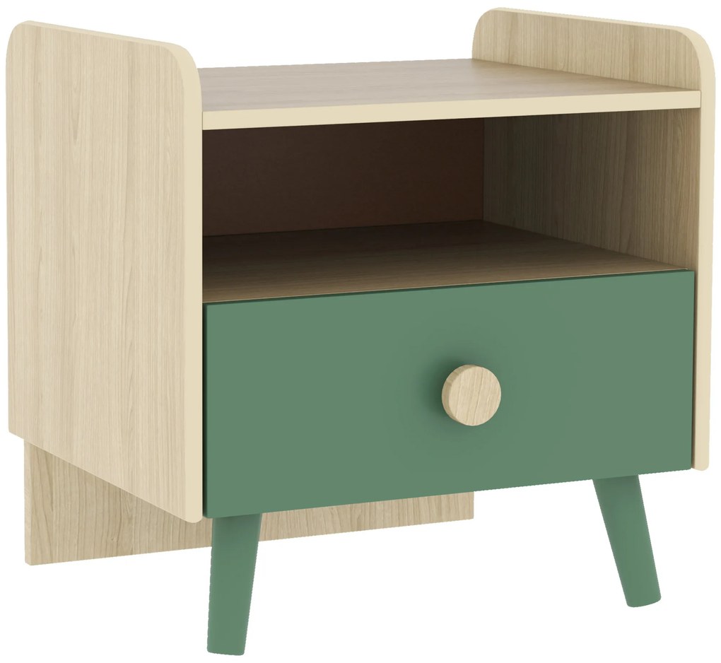 AIYAPLAY Noptieră pentru copii noptieră copil cu sertar și nișă, mică măsuță din lemn pentru cameră copil | Aosom Romania