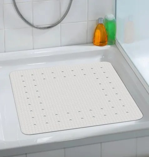 Covoras pentru baie antiderapant, din TPR, Mirasol Alb, 54 x 54 cm