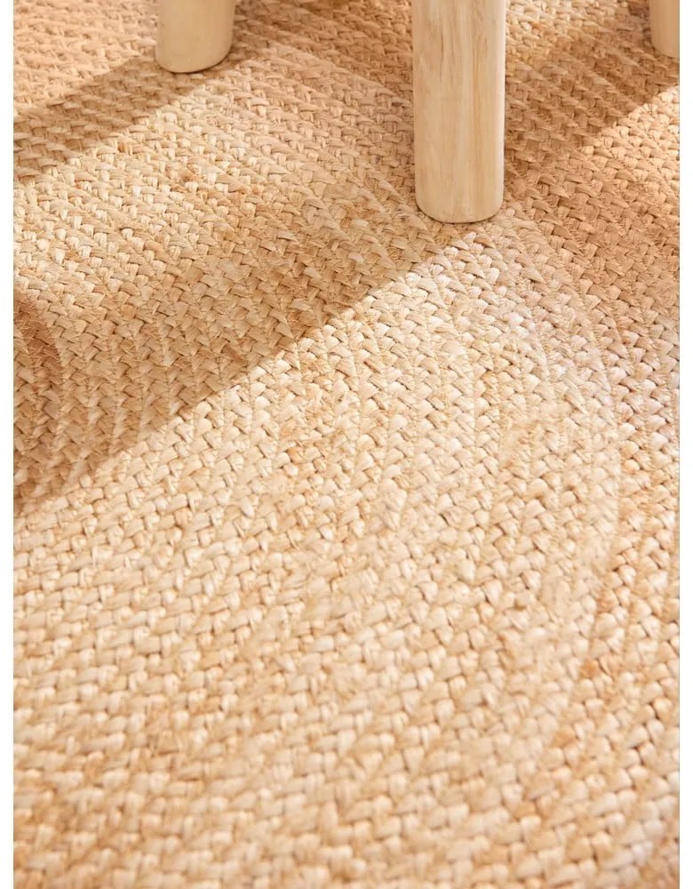 Covor fildeș reversibil, țesut manual rotund din iută ø 240 cm Jutta Ivory – Hanse Home