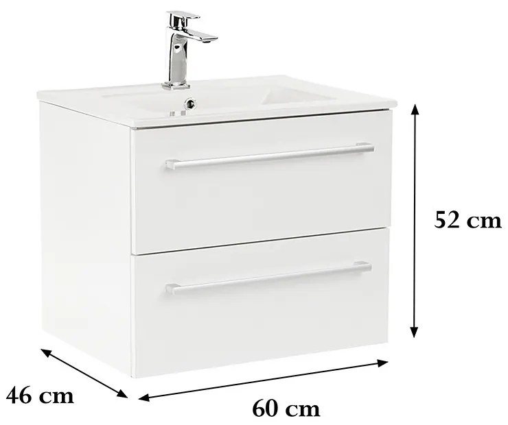 Dulap inferior Vario Clam 60 cu lavoar alb-alb