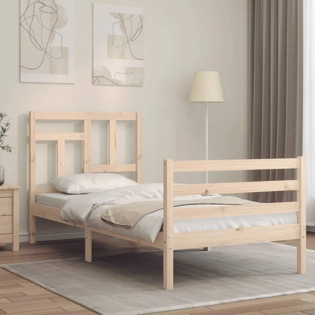 3194921 vidaXL Cadru de pat cu tăblie single mic, lemn masiv