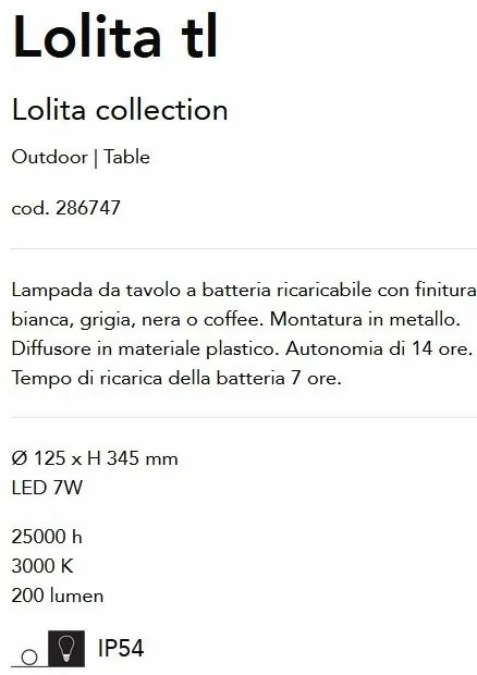 Lampa LED portabila pentru iluminat exterior Lolita tl cafenie