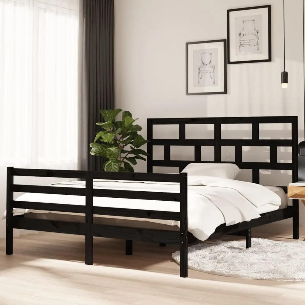 3101297 vidaXL Cadru de pat, negru, 160x200 cm, lemn masiv de pin