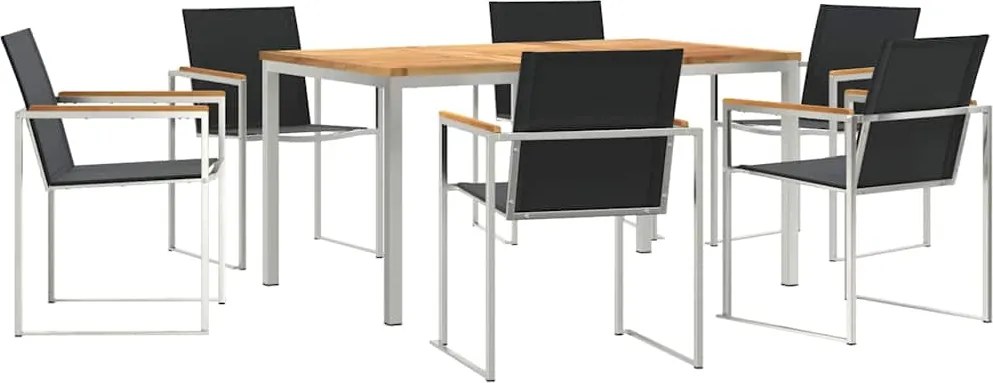 vidaXL Set de masă pentru grădină 7 pcs Maro Lemn solid de tec