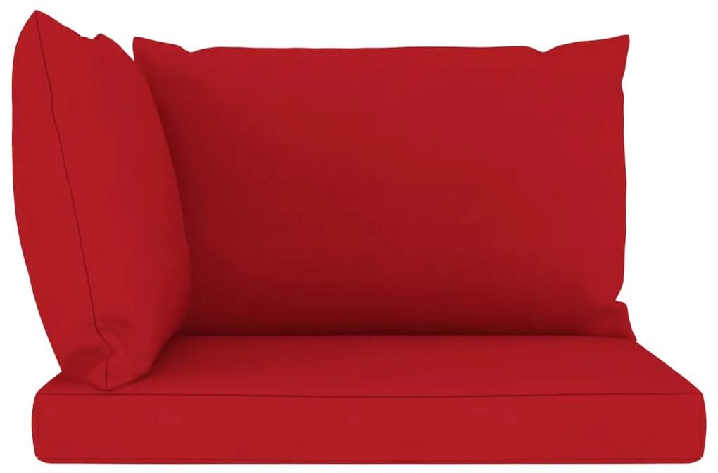 Canapea de gradina paleti, 2 locuri, perne rosii, lemn pin Rosu, Canapea cu 2 locuri, 1