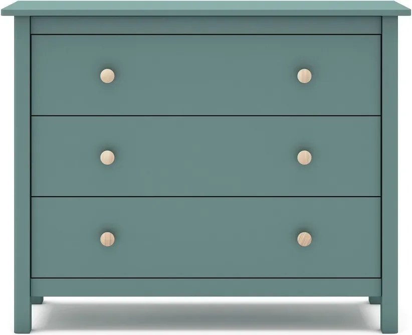 Comodă pentru copii în culoarea petrolului joasă din lemn de pin 100x80 cm Max – Marckeric