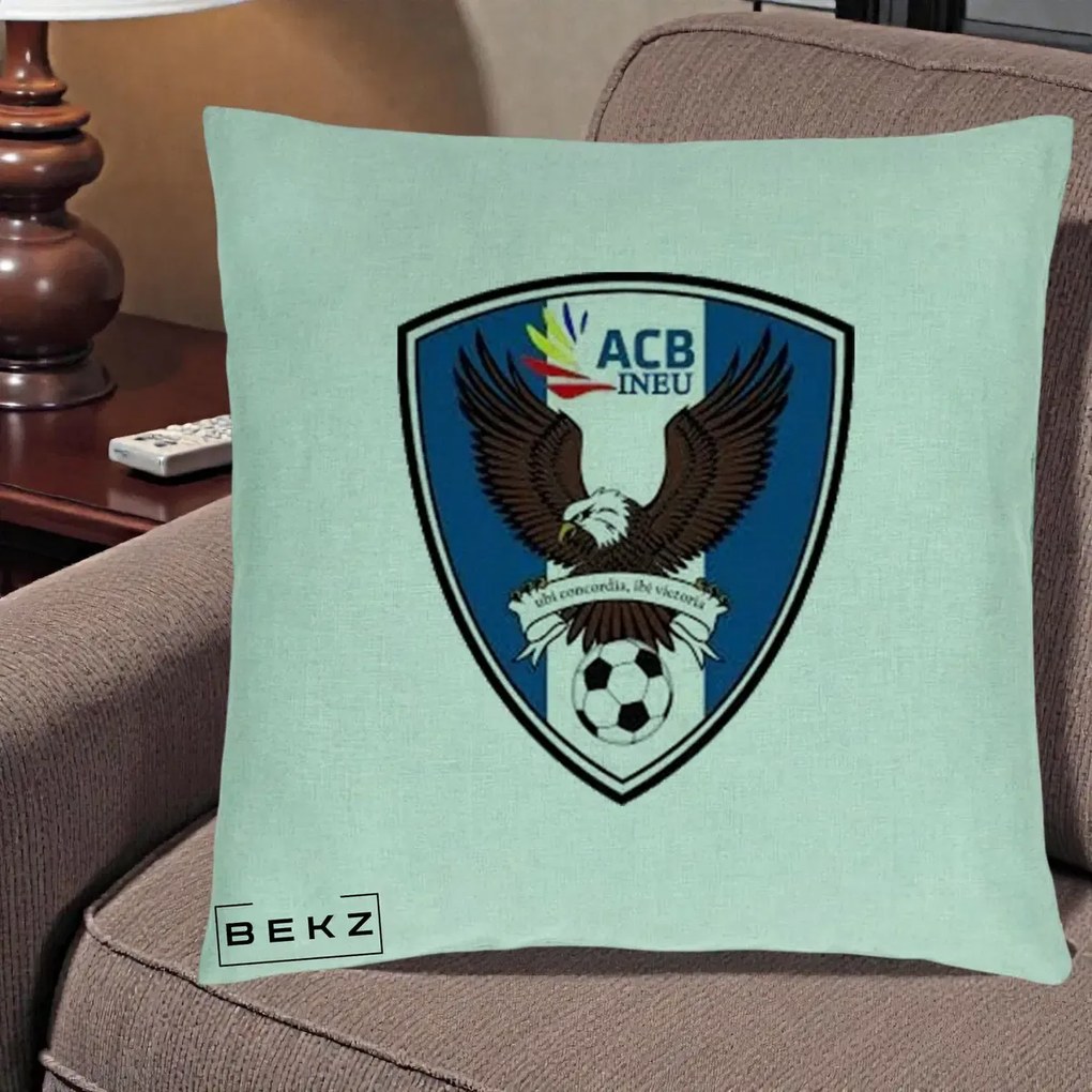 Perna Personalizata ACB Ineu Fotbal, 40x40 cm, Verde Menta, Husa Detasabila, Perna Inclusa, BEKZ®