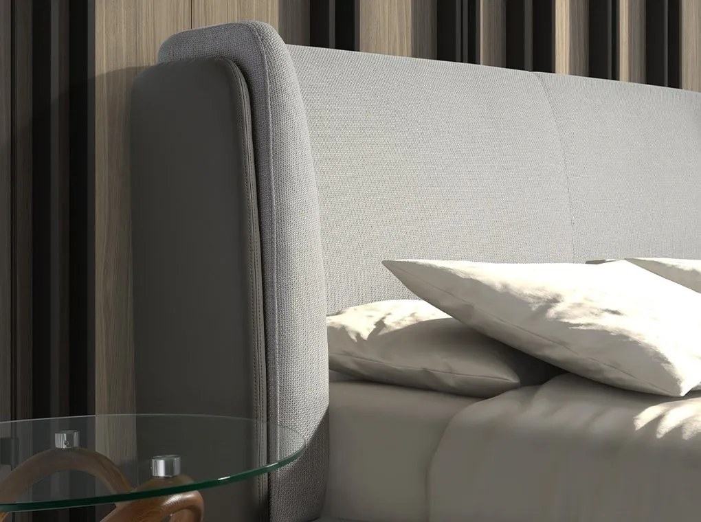 Pat dublu tapitat design LUX Light grey 180x200cm