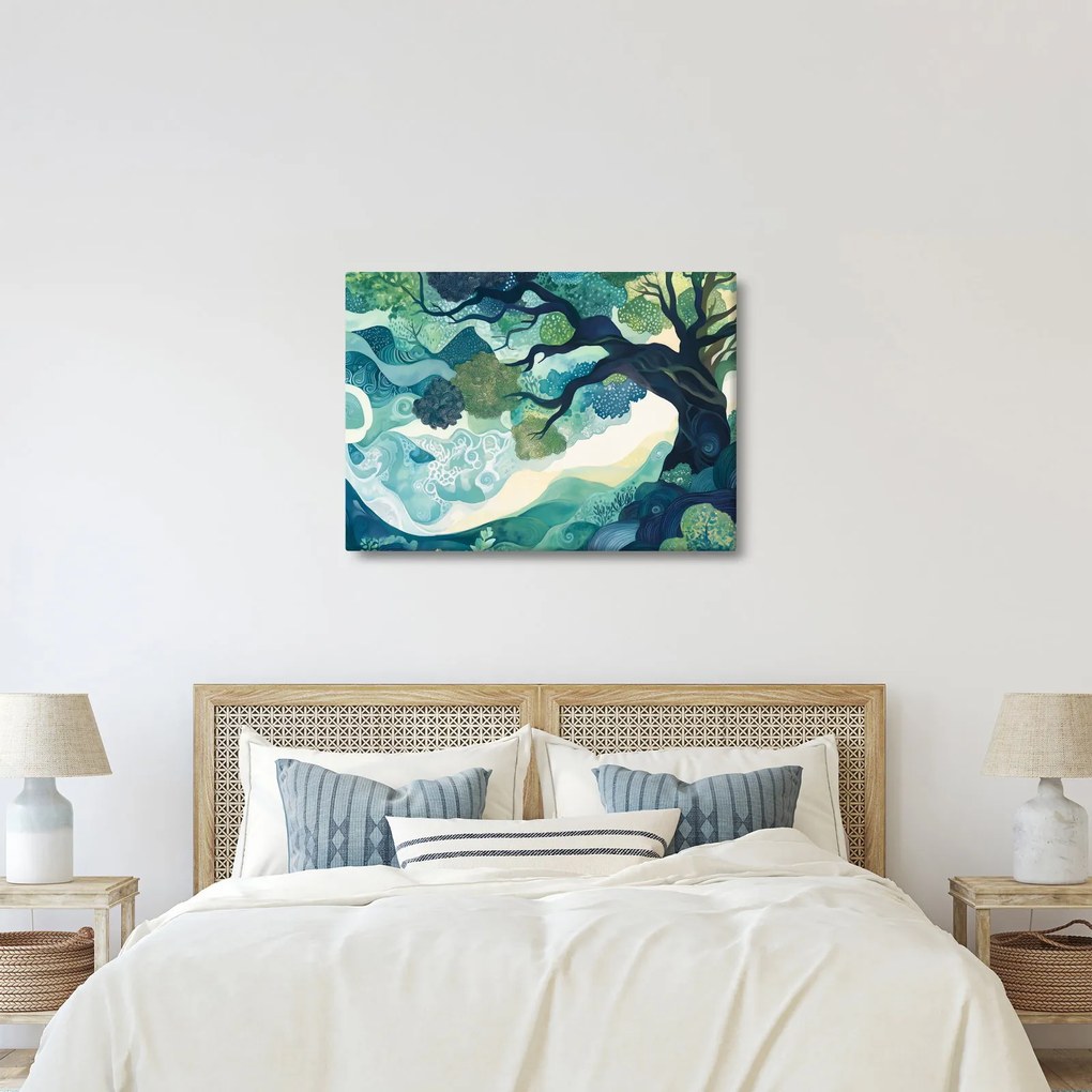 Tablou – Coroană verde a arborelui vieții (70x50 cm)
