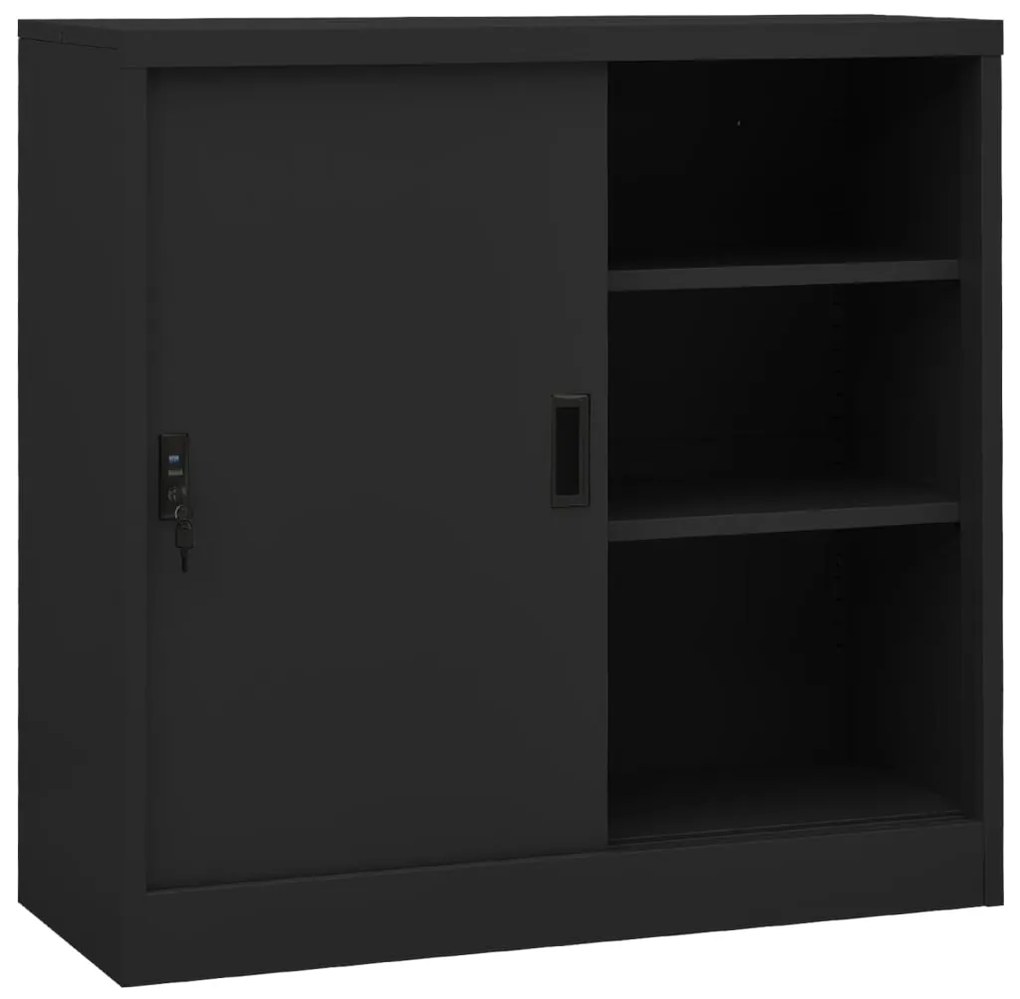 vidaXL Dulap de birou cu ușă glisantă, antracit, 90x40x90 cm, oțel
