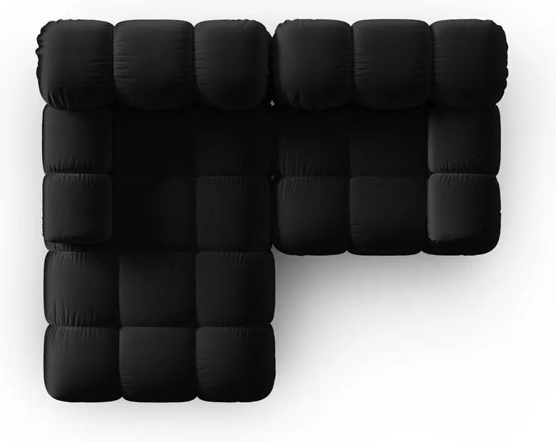 Colțar negru cu tapițerie din catifea (colț stânga) Bellis – Micadoni Home