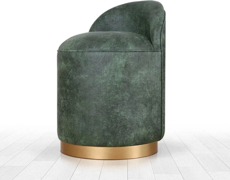 Taburet LUTON, verde/auriu, piele intoarsa, 45x45x50 cm