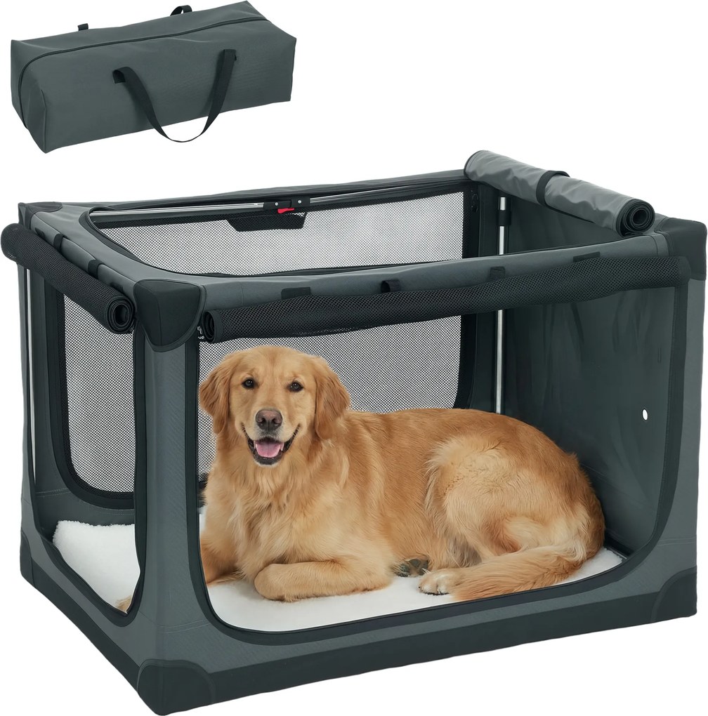 PawHut Cutie de transport pliabilă pentru câini cu pernă husa detașabilă lavabilă din țesătură Oxford pentru câini până la 38kg verde armată | Aosom Romania