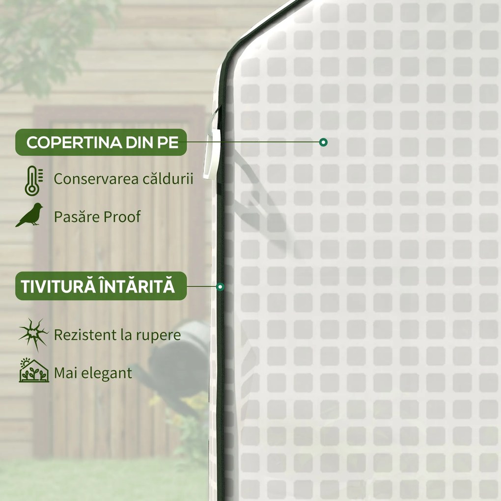 Outsunny Acoperiș de Înlocuire pentru Seră Walk-in din PE cu Ușă Rulabilă și Ferestre, 140 x 143 x 190cm, Alb | Aosom Romania