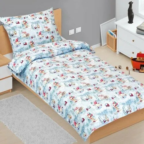 Bellatex Lenjerie de pat din bumbac de Crăciun Elfpe patine, 140 x 200 cm, 70 x 90 cm