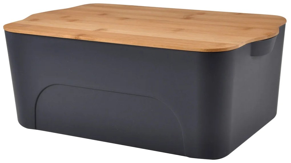 Cutie din plastic cu capac din bambus, 16 litri