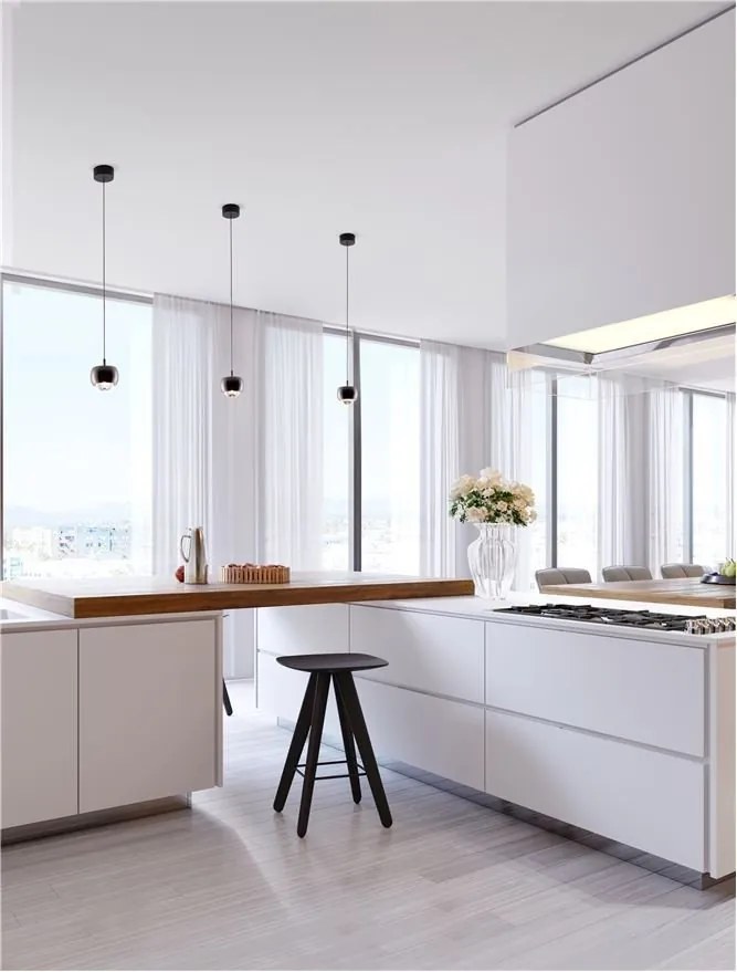 Pendul LED stil minimalist CONGA crom negru