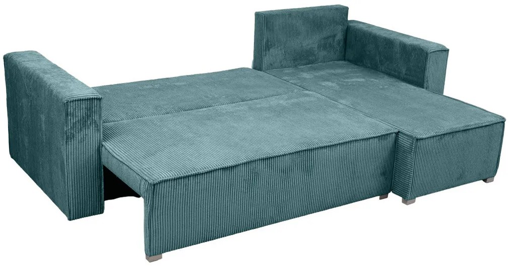 Canapea colt extensibila SMART COSARO petrol, cu colt bilateral + 2 perne CADOU