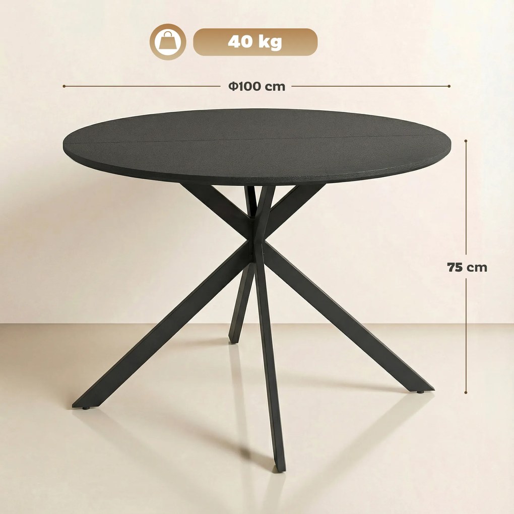 HOMCOM Masă rotundă pentru 4 persoane, masă de bucătărie în stil industrial cu picioare din oțel, pentru sufragerie, bucătărie, negru | Aosom Romania