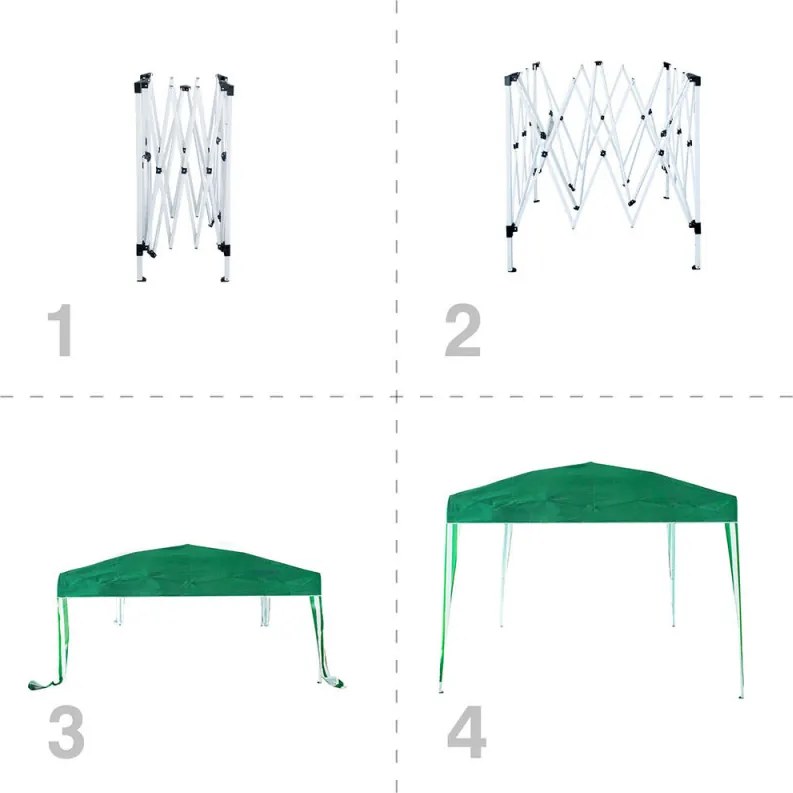 Pavilion de gradina Muhler 649419, 300x300x250 cm, Cadru metalic, Impermeabil, Pliabil, Verde