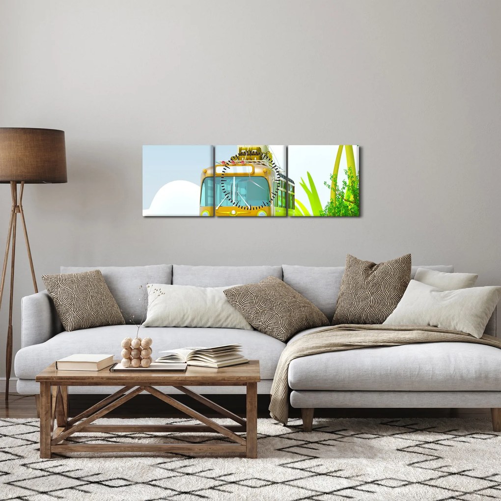 Tablou - Excursie tropicală (cu ceas) (90x30 cm)