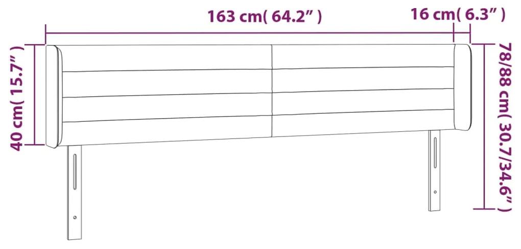 Tablie de pat cu LED, maro inchis, 163x16x78 88 cm, textil 1, Maro inchis, 163 x 16 x 78 88 cm