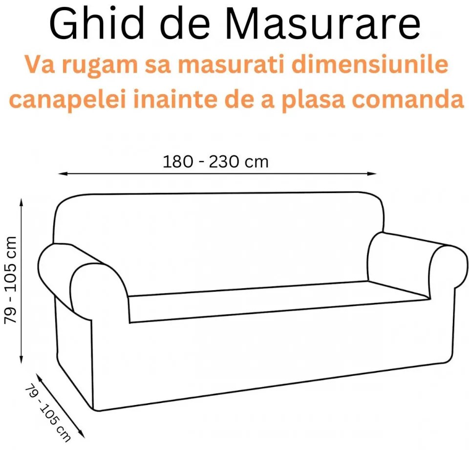 Husa elastica moderna pentru canapea 3 locuri + 1 față de perna CADOU, cu brate, alb / portocaliu, HES3-81