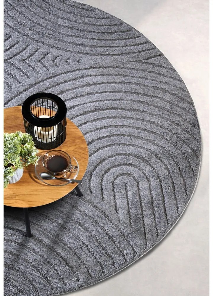 Covor gri antracit rotund ø 160 cm Panglao New York Anthracite – Elle Decoration