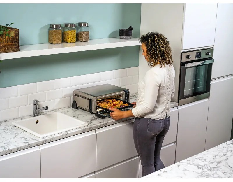 Cuptor multifunctional 8 in 1 Ninja SP101EU Foodi, 2400W, 10L, Air fry/Prajire/Coacere/Paine prajita, Compact, Inox