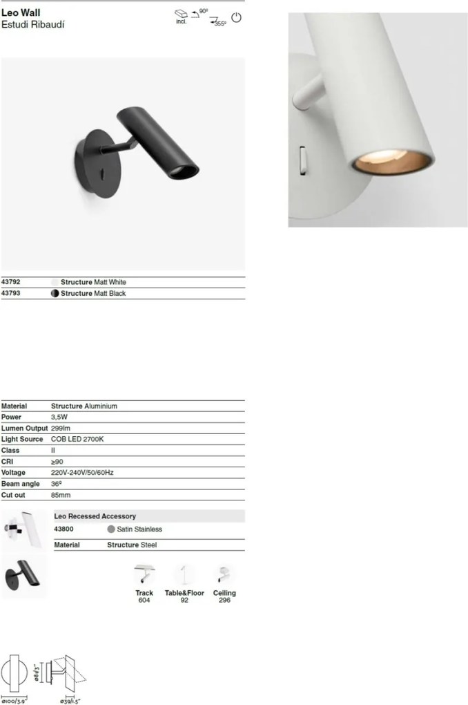 Aplica LED de perete moderna LEO neagra