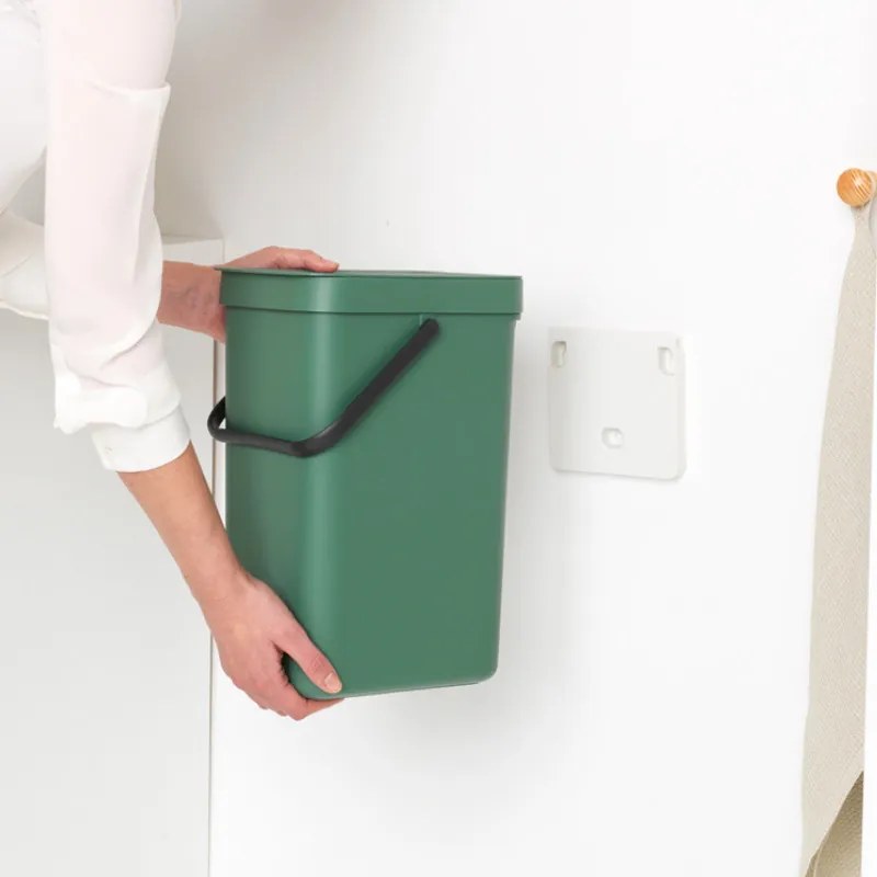 Cos colectare selectiva a deseurilorBrabantia Sort&Go 1003234, 12 L, Maner, Montabil pe perete, Verde inchis