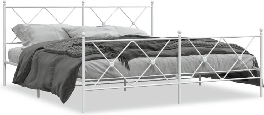 vidaXL Cadru de pat metalic cu tăblie de cap/picioare, alb, 183x213 cm