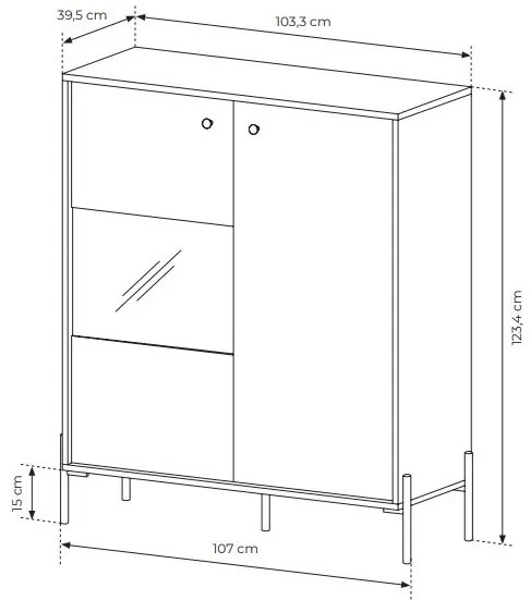 Vitrină Scandia (Stejar scandi + moblid scandi). 1071385