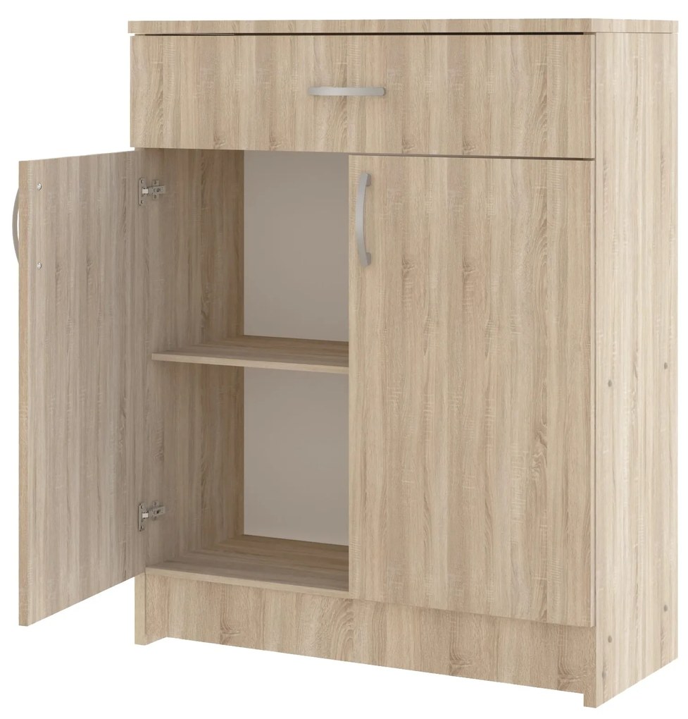Comoda Tisa, 1 Sertar, 2 Usi, Stejar Sonoma, 80 x 35 x 100 cm