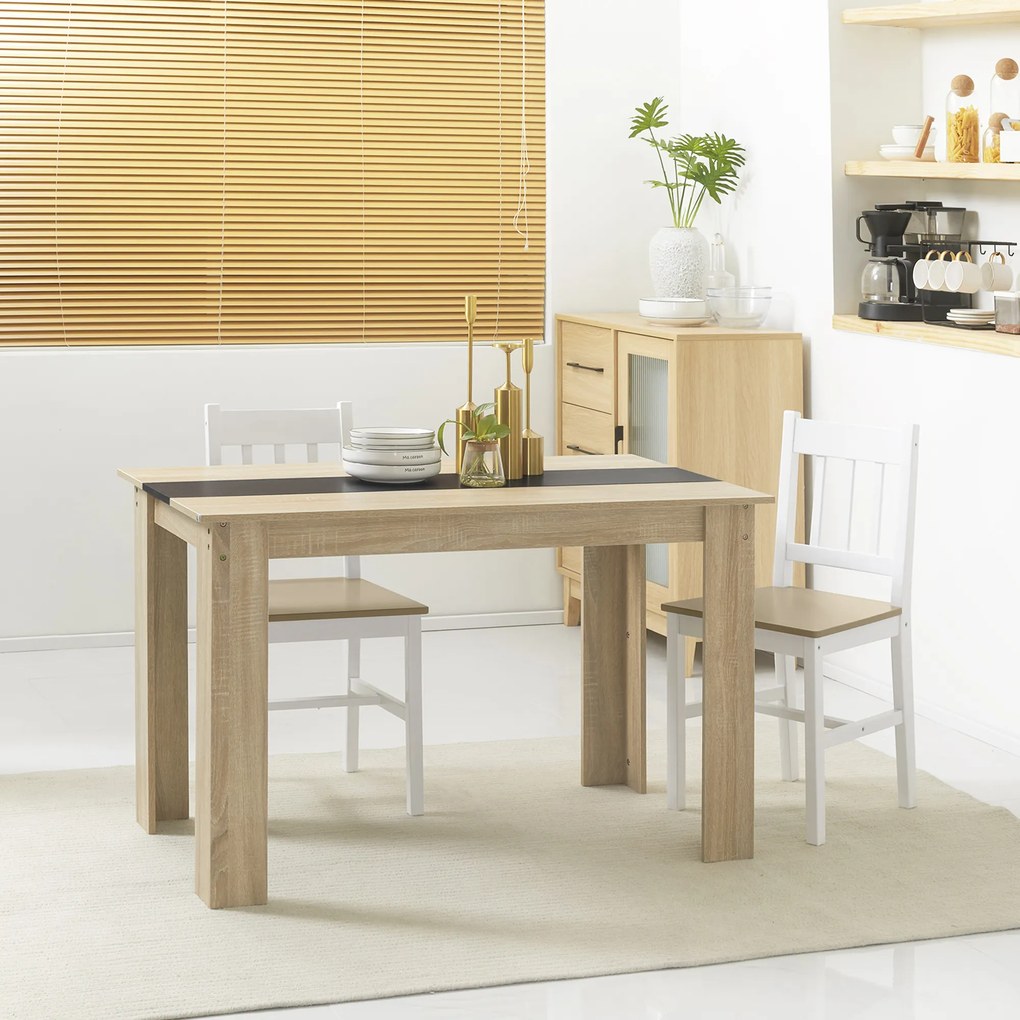 HOMCOM Masă de Dining pentru 4-6 Persoane, Masă de Bucătărie Modernă din Lemn, 120x69x75 cm, Lemn Natural | Aosom Romania