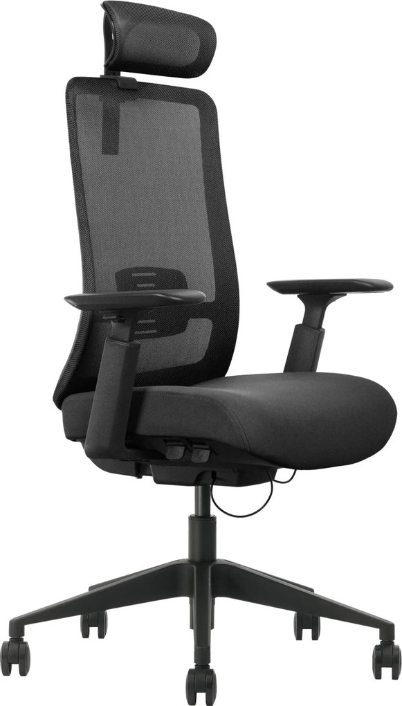 Scaun ergonomic, suport lombar integrat, brațe reglabile, tetieră opțională - Cu tetieră - Gri