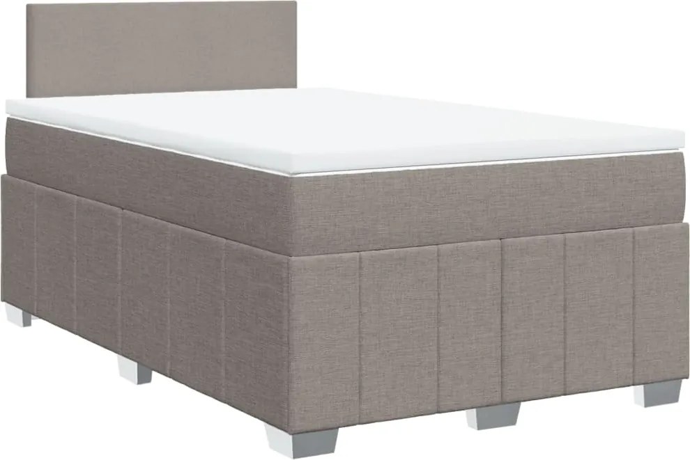 vidaXL Pat box spring cu saltea, taupe, 120x190 cm material textil