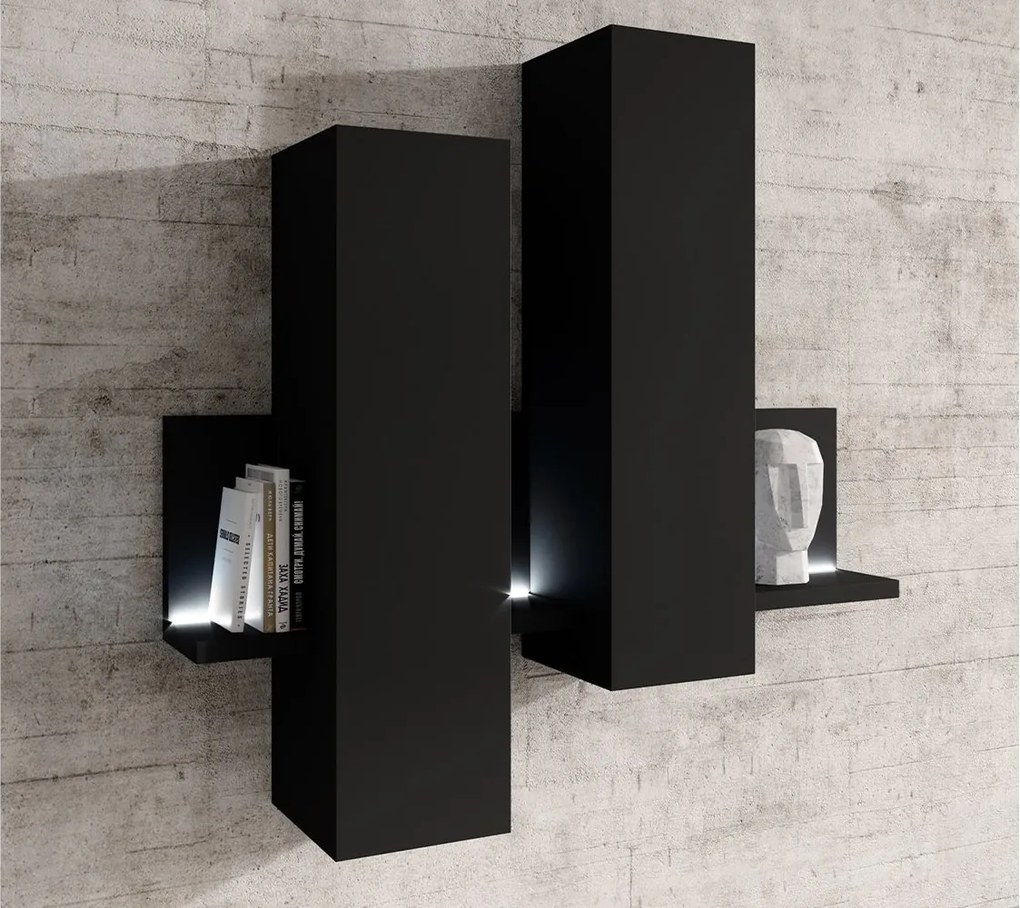 Corp lemn masiv suspendat Aurea, 152 × 90 × 35 cm - Negru