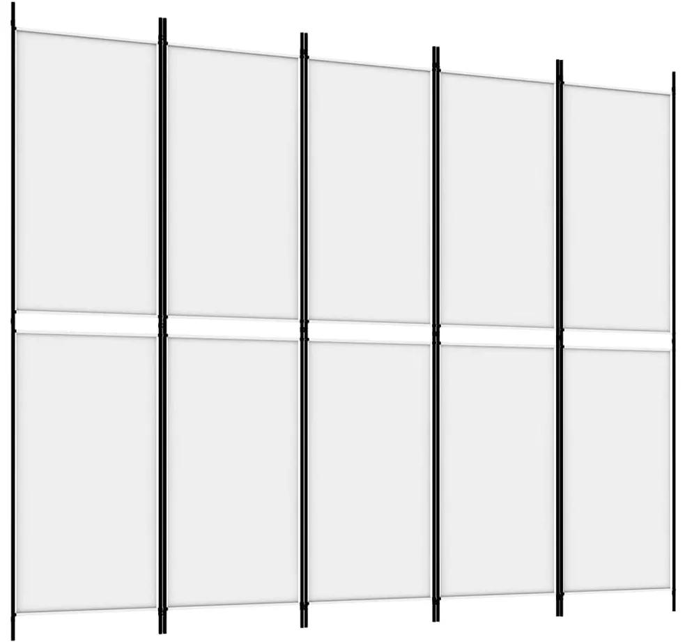 Paravan de camera cu 4 panouri, alb, 250x200 cm, textil