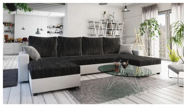 Coltar Living Extensibil TRIPOLIS U Negru/Alb/Gri